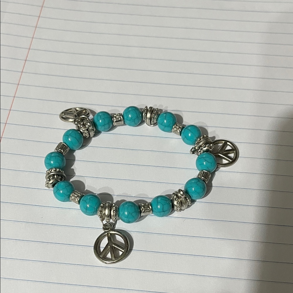 Turquoise Beaded Peace Bracelet